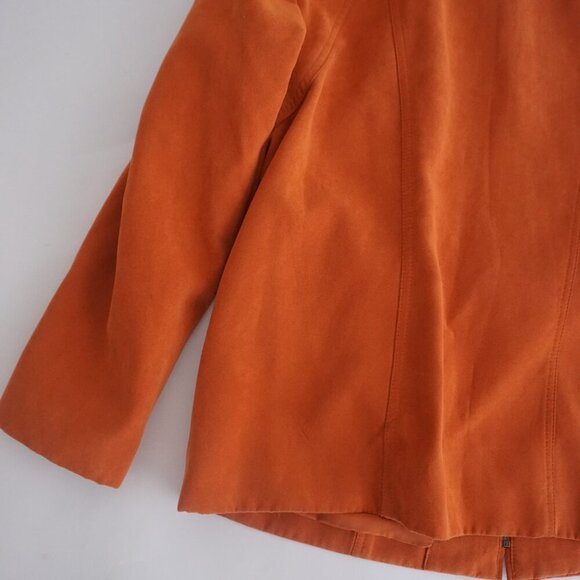Vintage Conrad C Burnt Orange Faux Suede Zip Up Blazer Jacket 16 - Picture 16 of 16